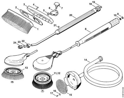 Limpiadora eléctrica de alta presión (RE) RE 600 W Cepillo de lavado, Tubo flexible de aspiración de la marca Stihl
