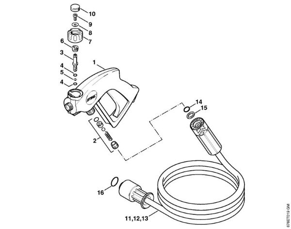 Limpiadora eléctrica de alta presión (RE) RE 661 Pistola, Manguera de alta presión (40.2009) de la marca Stihl