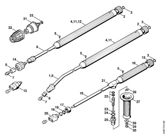 Limpiadora eléctrica de alta presión (RE) RE 840 W Tubo de pulverización, Accesorios extra de la marca Stihl