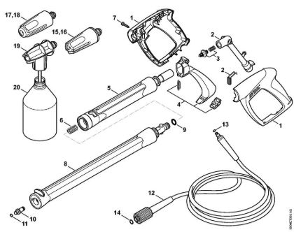 Limpiadora eléctrica de alta presión (RE) RE 88 Pistola, Tubo para pulverizar de la marca Stihl