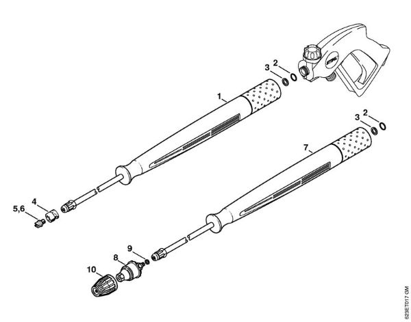 Limpiadora eléctrica de alta presión (RE) RE 880 W Tubo de pulverización, Boquilla rotativa de la marca Stihl