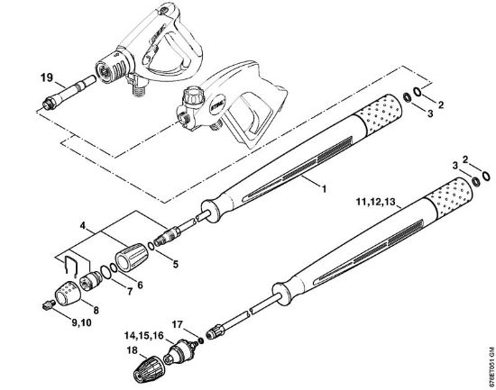 Limpiadora eléctrica de alta presión (RE) RE 961 PLUS Tubo de pulverización, Boquilla rotativa (40.2009) de la marca Stihl