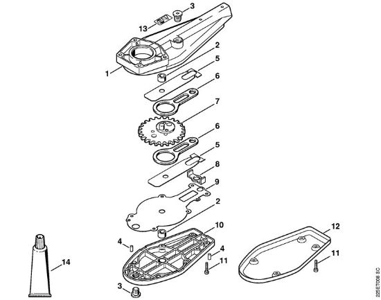 Herramientas de acople FH 0Â° - 90Â° FH Caja reductora de las cuchillas 0Â° - 90Â° de la marca Stihl