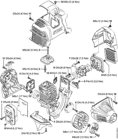 Motores universales (KM) KM 111 R Pares de apriete de la marca Stihl