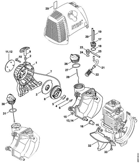 Motores universales (KM) KM 130 R Mecanismo de arranque, Depósito de combustible de la marca Stihl