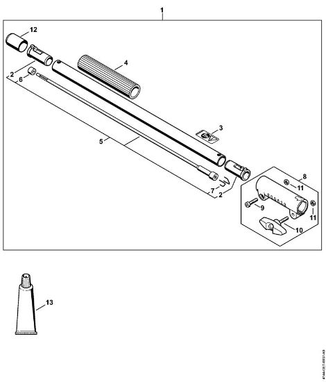 Motores universales (KM) KM 235.0 Prolongador del vástago 0,5 m HL-KM 0Â°, HL-KM 135Â°, HT-KM, SP-KM de la marca Stihl