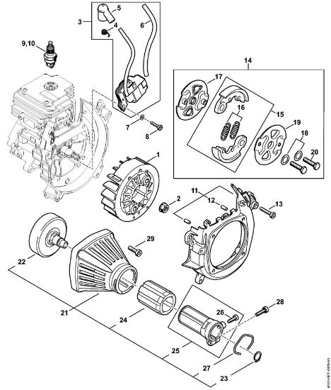 Motores universales (KM) KM 235.0 Sistema de encendido, Embrague de la marca Stihl