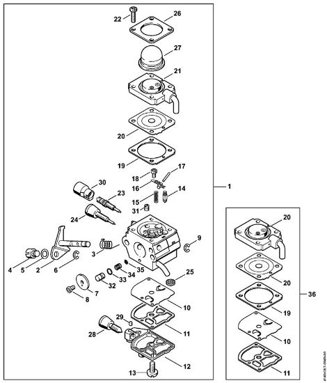 Motores universales (KM) KM 55 Carburador C1Q-S71 de la marca Stihl