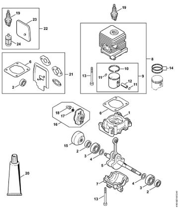 Motores universales (KM) KM 55 C-E Cárter del cigüeóal, Cilindro de la marca Stihl