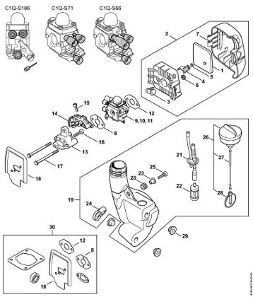 Motores universales (KM) KM 55 C-E Filtro de aire, Depósito de combustible de la marca Stihl