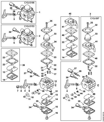 Motores universales (KM) KM 55 R Carburador C1Q-S186, C1Q-S153, C1Q-S97 de la marca Stihl