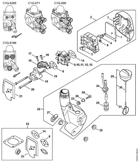 Motores universales (KM) KM 55 R Filtro de aire, Depósito de combustible KM 55 R de la marca Stihl
