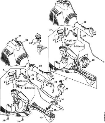 Motores universales (KM) KM 56 RC-E Carcasa del motor (Manillar tubular cerrado) KM 56 RC de la marca Stihl