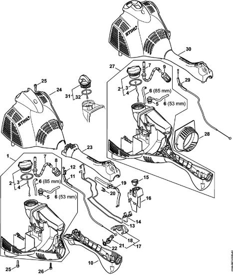 Motores universales (KM) KM 56 RC-E Carcasa del motor (Manillar tubular cerrado) KM 56 RC de la marca Stihl