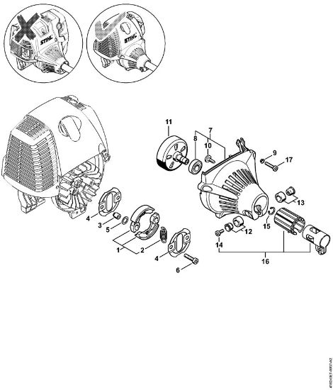 Motores universales (KM) KM 90 Embrague, Carcasa del ventilador de la marca Stihl