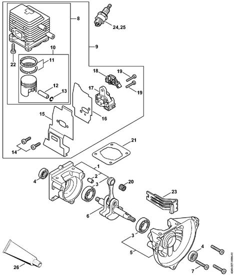 Máquinas especiales (PC, SP, MC) PC 75 Cárter del cigüeóal, Cilindro de la marca Stihl