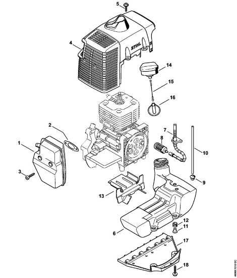 Máquinas especiales (PC, SP, MC) SP 451 Silenciador, Cubierta, Depósito de combustible de la marca Stihl