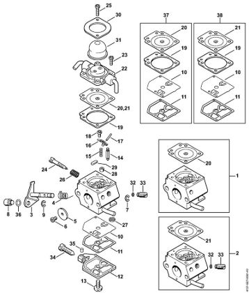 Máquinas especiales (PC, SP, MC) SP 85 Carburador C1Q-S28, C1Q-S41 (21.1999) de la marca Stihl