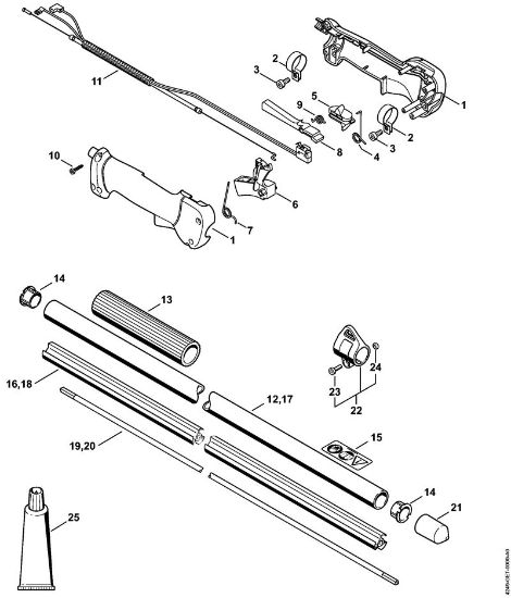 Máquinas especiales (PC, SP, MC) SP 90 Empuóadura de mando, Vástago SP 90 de la marca Stihl