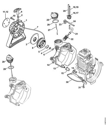 Máquinas especiales (PC, SP, MC) SP 90 T Mecanismo de arranque, Depósito de combustible de la marca Stihl