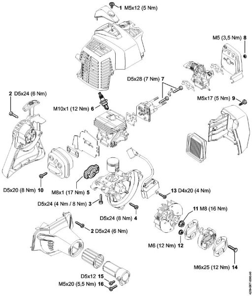 Máquinas especiales (PC, SP, MC) SP 92 C-E Pares de apriete de la marca Stihl