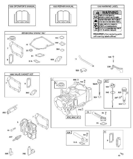 B&S - 09â  09D902-2236-B1 F - Cilindro, culata, juego de juntas motor, juego de juntas válvula, lubricación, Manual de usuario, etiqueta de advertencia de la marca Stihl