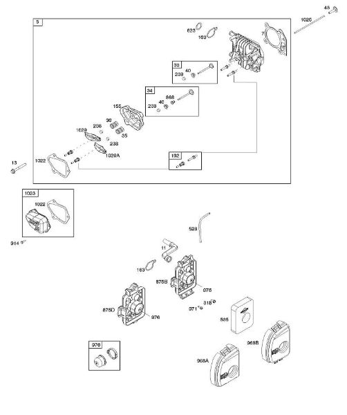 B&S - 09â  09P602-0012-H1 A - Depurador de aire, culata, juego de juntas de la marca Stihl