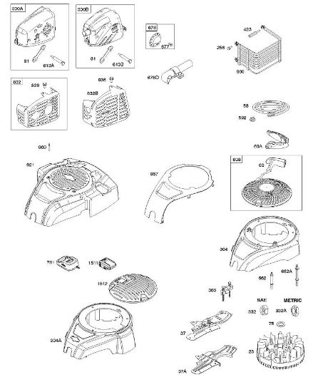 B&S - 10â  100802-0126-H8 C - Carcasa del ventilador, instalación de escape, rueda volante, motor de arranque por cable de la marca Stihl