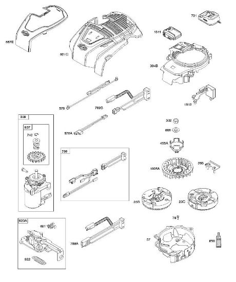 B&S - 10â  104M05-0024-H1 C - Carcasa del ventilador, mandos, equipo eléctrico, rueda volante de la marca Stihl