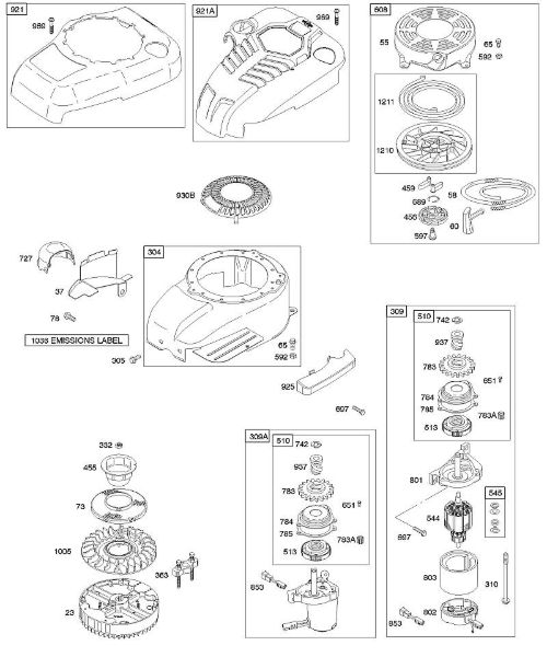 B&S - 12â  122672-0134-E1 B - Carcasa/revestimientos ventilador, arranque eléctrico, volante, arranque con rebobinado de la marca Stihl