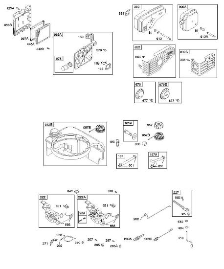 B&S - 12â  122H82-0125-01 A - Depurador de aire, mandos, sistema de escape, suministro de combustible, resorte de regulador de la marca Stihl