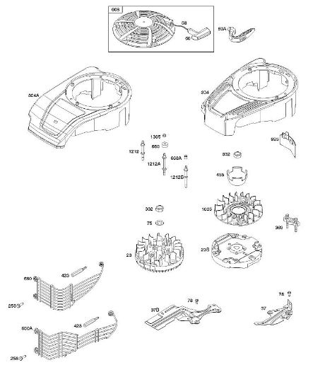 B&S - 12â  122Q02-0169-H1 B - Carcasa de ventilador, cubierta/protectores, volante, arranque con rebobinado de la marca Stihl