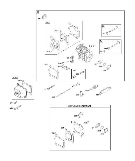 B&S - 12â  122Q02-0169-H1 F - Culata, juego de juntas válvulas, válvulas de la marca Stihl
