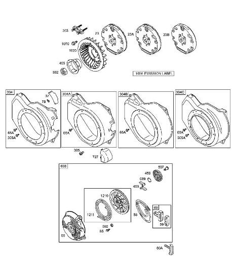 B&S - 12â  126492-0165-E1 C - Carcasa/revestimientos ventilador, volante, juegos de juntas carburador, rebobinado de la marca Stihl