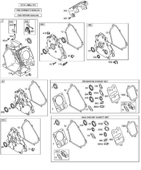 B&S - 12â  126492-0165-E1 G - Cubierta cárter cigüeóal/cárter cigüeóal, cilindro, juego de juntas motor de la marca Stihl