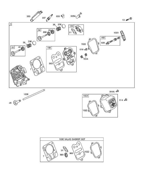 B&S - 12â  126492-0165-E1 I - Culata, juegos de juntas válvula, válvulas de la marca Stihl