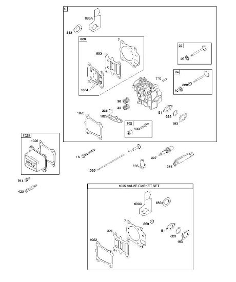 B&S - 12â  12Q902-0154-B1 G - Culata, juego de juntas válvulas, válvulas de la marca Stihl