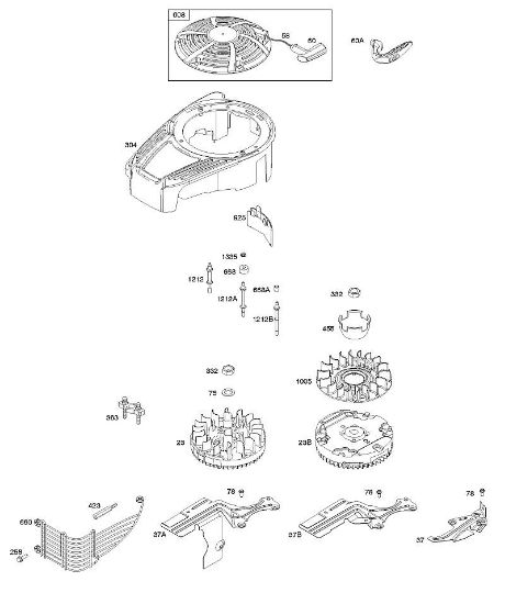 B&S - 12â  12Q902-0169-B1 C - Carcasa de ventilador, cubierta/protectores, volante, arranque con rebobinado de la marca Stihl
