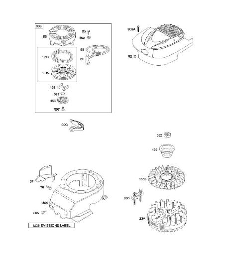 B&S - 12â  12X802-0115-E1 B - Carcasa/revestimientos ventilador, volante, arranque con rebobinado de la marca Stihl