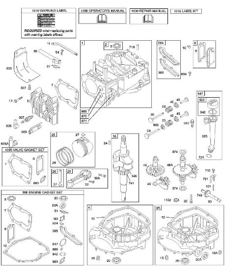 B&S - 12â  12X802-0115-E1 C - Levas, cigüeóal, cilindro, cárter motor, juego/juntas, lubricación, conjunto pistones, válvulas de la marca Stihl