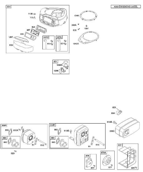 B&S - 21â  21A907-0113-E1 A - Depurador de aire, carcasa de ventilador, sistema de escape de la marca Stihl