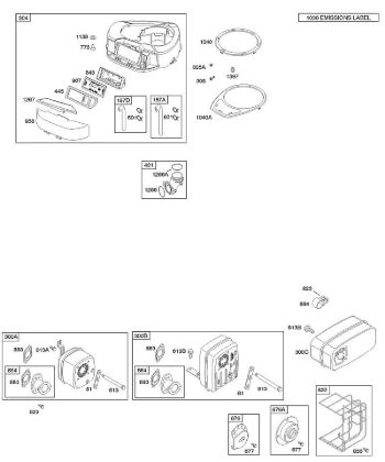 B&S - 21â  21A907-0167-E1 A - Depurador de aire, carcasa de ventilador, sistema de escape de la marca Stihl