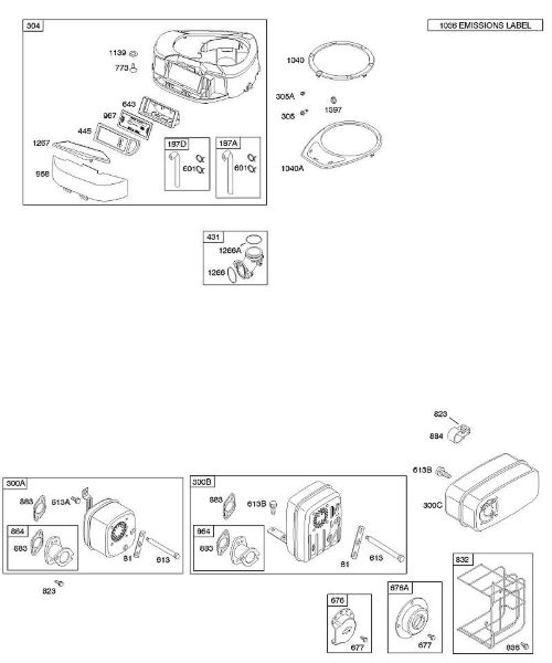 B&S - 21â  21A907-0167-E1 A - Depurador de aire, carcasa de ventilador, sistema de escape de la marca Stihl