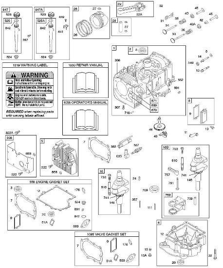 B&S - 28â  286707-1143-E2 E - Cubierta cárter cigüeóal/cárter cigüeóal, juego de juntas motor, cilindro, aceite, juego de juntas válvula, cigüeóal, pistón/segmentos/biela de la marca Stihl