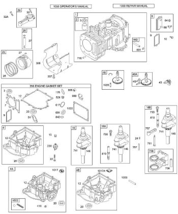 B&S - 28â  28N707-1139-E1 F - Cubierta cárter cigüeóal/cárter cigüeóal, cigüeóal, cilindro, pistón/segmentos, biela de la marca Stihl