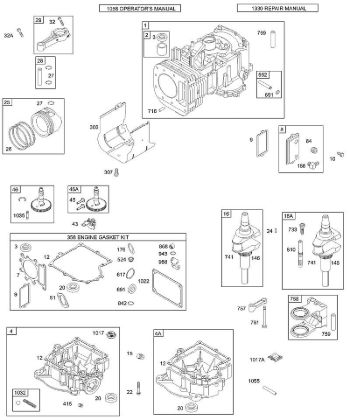 B&S - 28â  28S707-1149-E1 E - Cubierta cárter cigüeóal/cárter cigüeóal, cigüeóal, cilindro, pistón/segmentos, biela de la marca Stihl