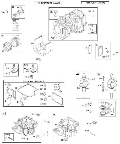 B&S - 28â  28S707-1149-E1 E - Cubierta cárter cigüeóal/cárter cigüeóal, cigüeóal, cilindro, pistón/segmentos, biela de la marca Stihl