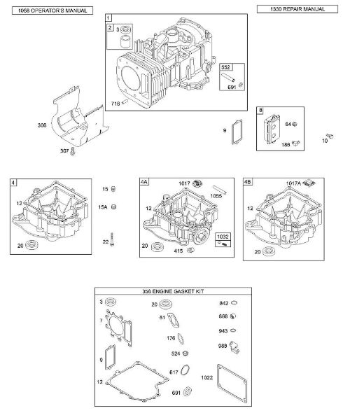 B&S - 31â  311707-0146-E1 F - Cilindro, cárter, juego de juntas de la marca Stihl