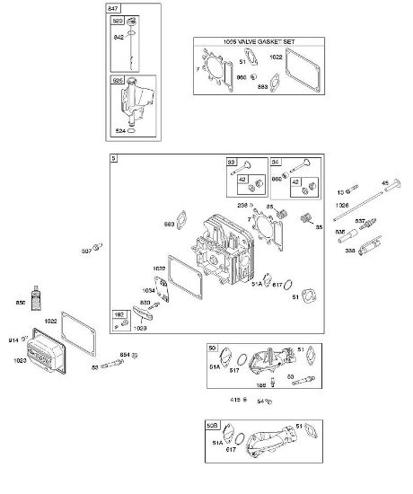 B&S - 31â  31A607-0156-B1 E - Culata, juego de juntas válvula, colector de admisión, lubricación, válvulas de la marca Stihl