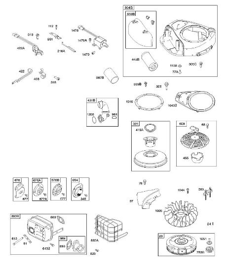 B&S - 31â  31R507-0008-B1 A - Filtro de aire, carcasa del ventilador, sistema de escape, rueda volante, ReadyStart de la marca Stihl